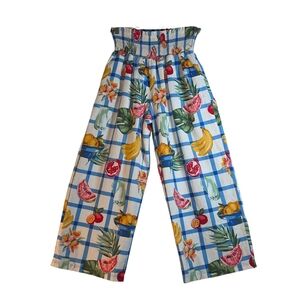 Corey Lynn Calter The Belinda Pant Fruit Print Smocked Waist Wide Leg Pants Sz S